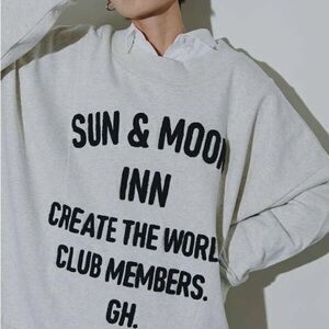 GENE HEAVENS Japan Oversized Asymmetrical Sweatshirt Grey Chenille Graphic L